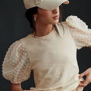 Anthropologie Maeve Woven Puff-Sleeve Top.